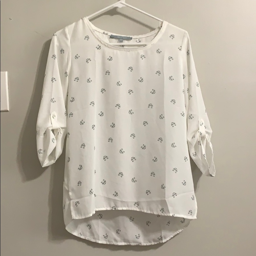 Cat Print White Blouse
